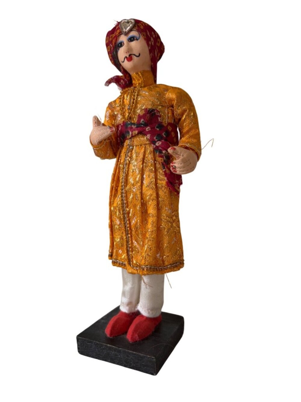Vintage Indian Rajasthani Doll Wooden Base Hindu Made in India - Picture 3 of 13